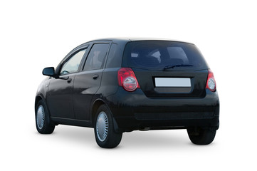 Rear view hatchback car isolated on white background