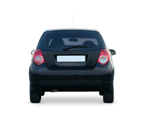 Back view hatchback car isolated on white background