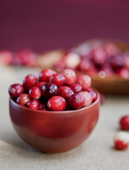 Cranberries in a red bowl