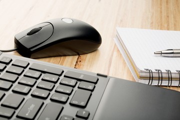 Pen, Laptop, Computer Mouse and Netbook on the Desk