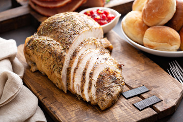 Roasted turkey breast sliced