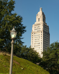 Fototapeta na wymiar Blue Skies at the State Capital Building Baton Rouge Louisiana
