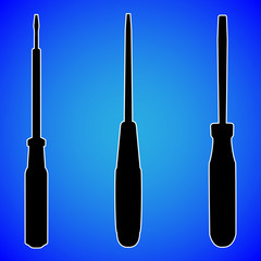 screwdriver silhouette isolated on blue background vector illustration