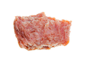 a piece of sausage on a white background