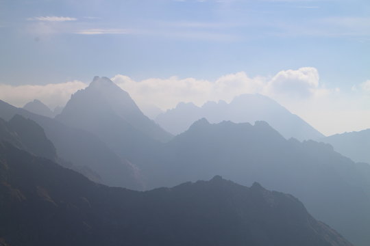View from top of Kôprovský štít peak (2363 m) in Mengusovska dolina valley, High Tatras, Slovakia