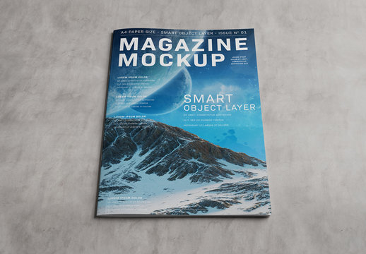 Magazine Cover on Concrete Surface Mockup