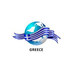 Vector Illustration of a world – world with greece flag