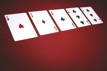 playing cards isolated on a black background,
