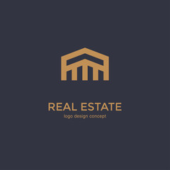 Simple line house icon. Logo Design Template.