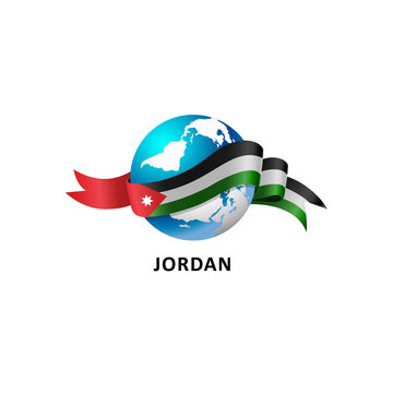 Vector Illustration of a world – world with jordan flag