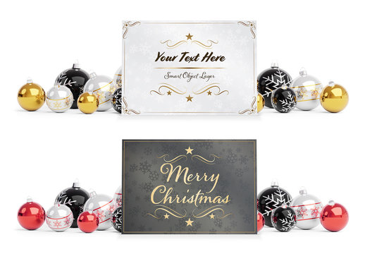 Christmas Card with Ornaments Mockup