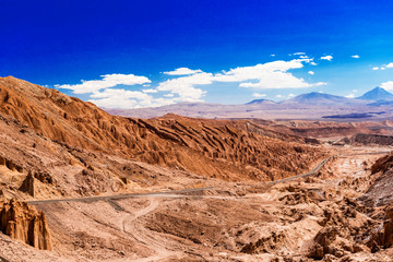 Obraz premium View of the mountain landscape in the Atacama, Chile. Copy space for text.