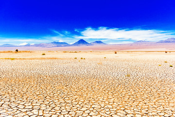 View of the mountain landscape in the Atacama, Chile. Copy space for text.