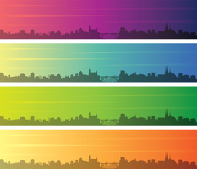 Luxembourg Multiple Color Gradient Skyline Banner - obrazy, fototapety, plakaty