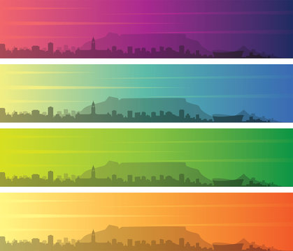 Cape Town Multiple Color Gradient Skyline Banner