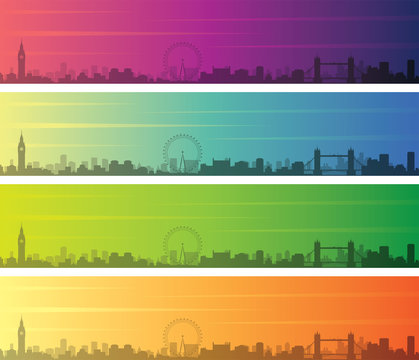 London Multiple Color Gradient Skyline Banner
