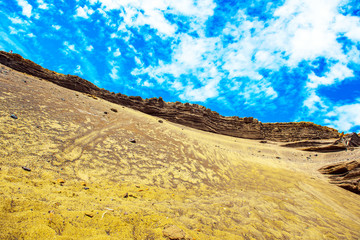 View of the beach Papakolea (green sand beach), Hawaii, USA. Copy space for text.