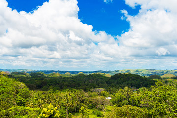 Obraz premium View of the Chocolate hills on sunny day on Bohol island, Philippines.