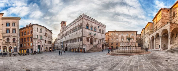 Fototapeten Panoramablick auf die Piazza IV Novembre, Perugia, Italien © marcorubino