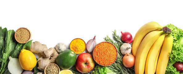 Natural products as home remedies for asthma on white background, top view © New Africa