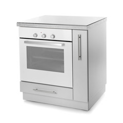 Modern electric oven on white background. Kitchen appliance