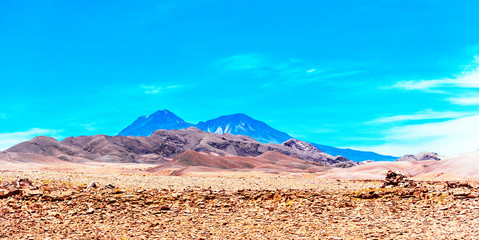 Landscape in Atacama desert, Chile. Copy space for text.