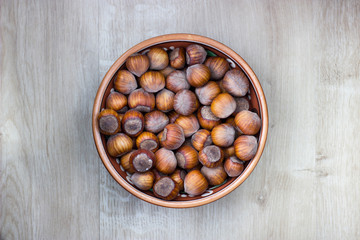 Bowl of hazelnuts