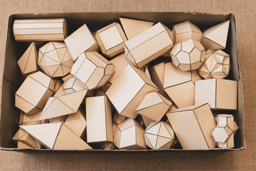 crystallography models in carboard box