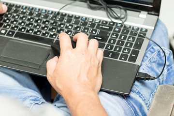 Fototapeta premium a man with a laptop