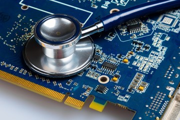 Stethoscope On Graphics Card Close-up
