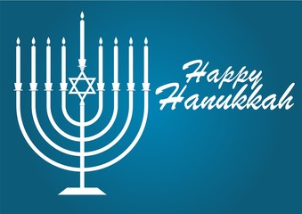 Vector illustration dedicated to the Jewish holiday of Hanukkah, menorah (traditional candelabra) and burning candles