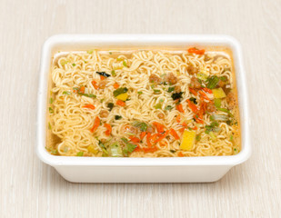 Raw food noodles on the table