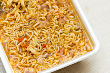 Raw food noodles on the table