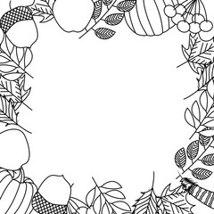 natural frame leaves foliage on white background