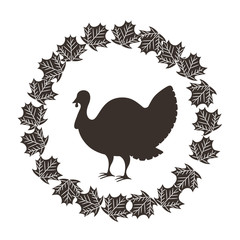 turkey bird with autumn leaves natural