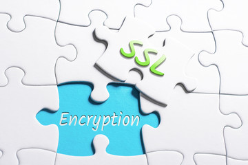 The Words SSL And Encryption In Missing Piece Jigsaw Puzzle