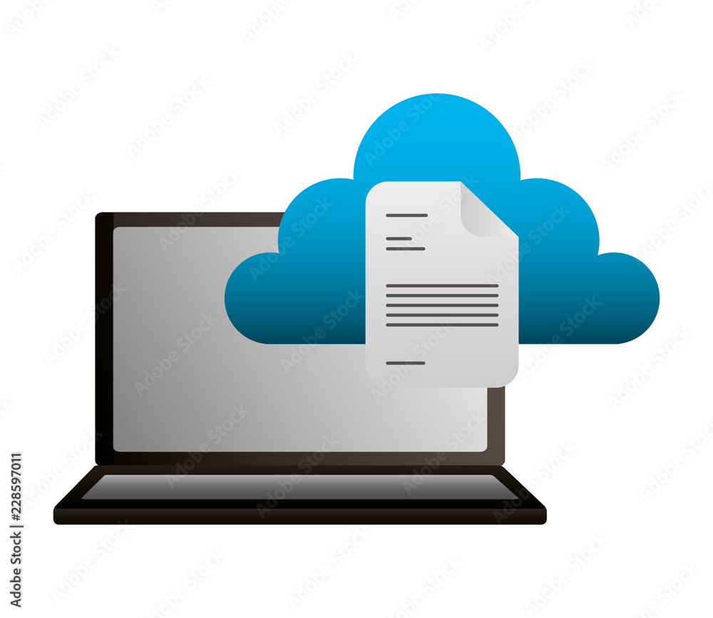 Canvas Prints laptop cloud computing document file