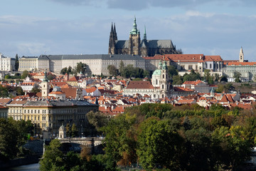 Fototapeta na wymiar View of Hradcany and St. Vitus Cathedral in Prague