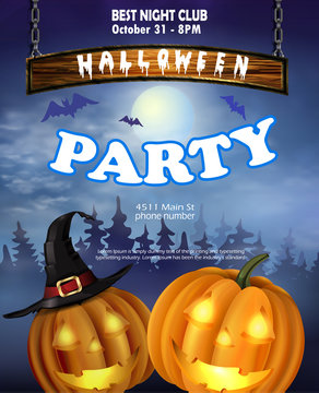 Halloween vertical background with pumpkins