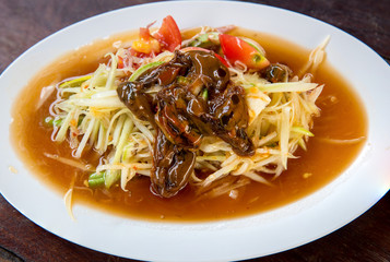 Papaya Salad, Thai street food, signature of Thai Food.