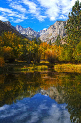 Fototapeta na wymiar Reflection of Mountains in a Pond