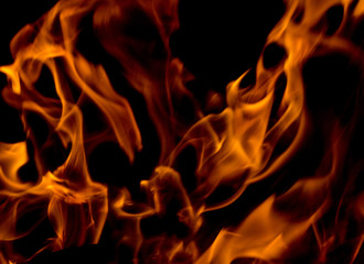 Fire flames on black background