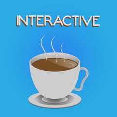 Writing note showing Interactive. Business photo showcasing Involving communication connection between showing or things.