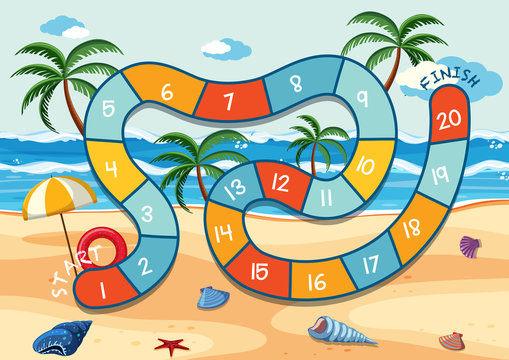 Summer beach board game template
