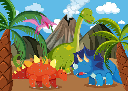 Many dinosaur in nature