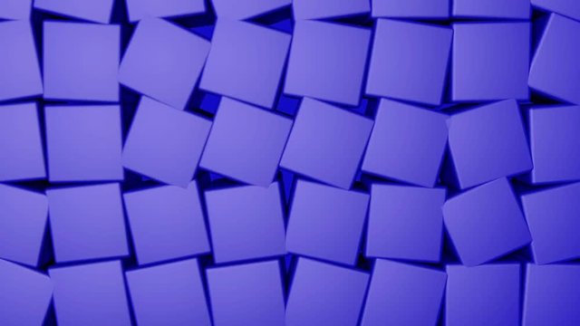 blue three-dimensional cubes slowly rotate. Abstract animated background. 3d rendering