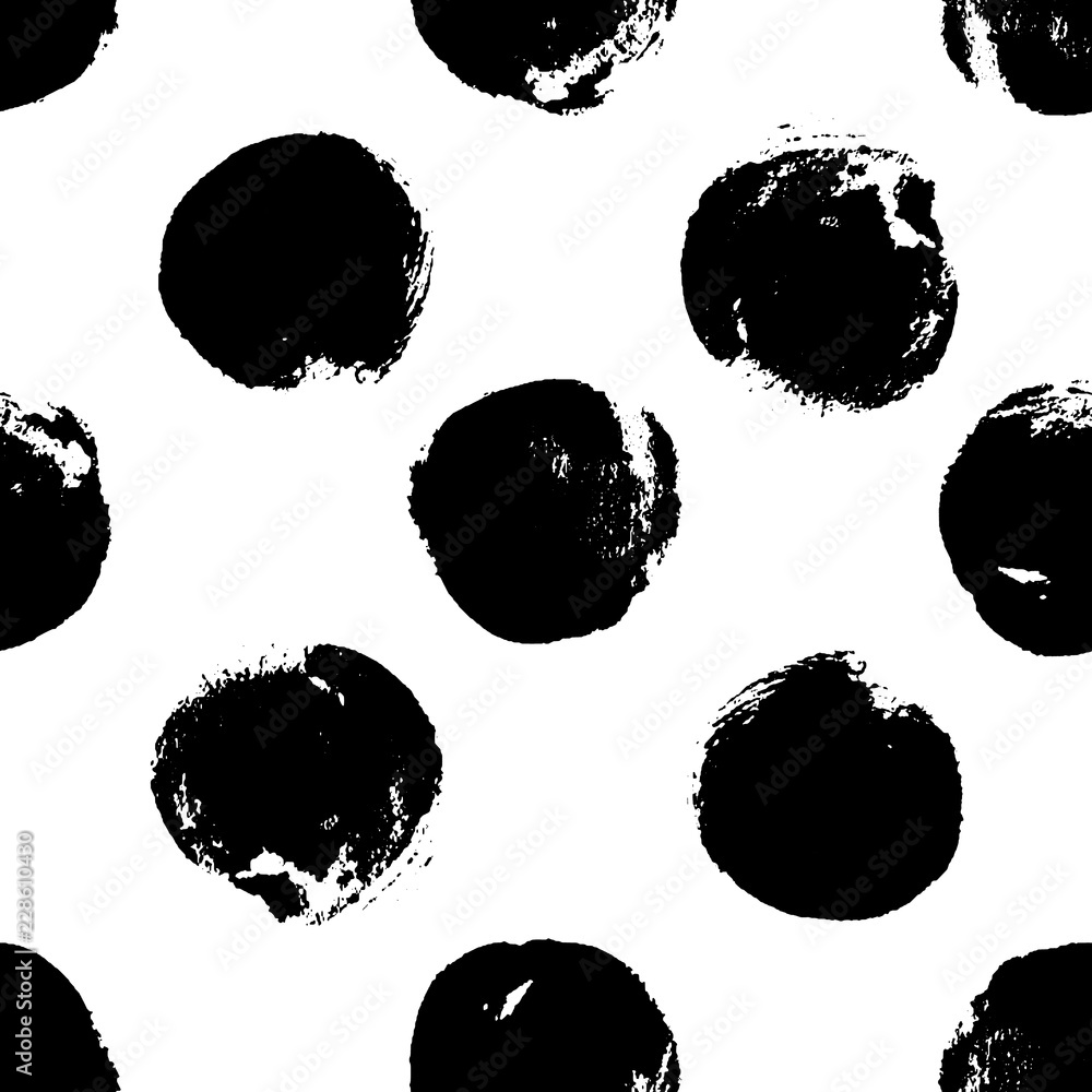 Poster vector seamless pattern with round strokes. repeatable pattern with circles. monochrome artistic bac