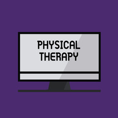 Writing note showing Physical Therapy. Business photo showcasing Treatment or analysisaging physical disability Physiotherapy.