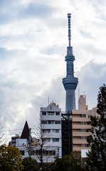Obraz premium Communication tower. upward of Communication Radio antenna Tower , microwave antenna tower on blue sky background