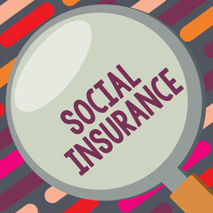 Text sign showing Social Insurance. Conceptual photo Protection of the individual against economic hazards.